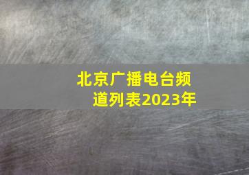 北京广播电台频道列表2023年