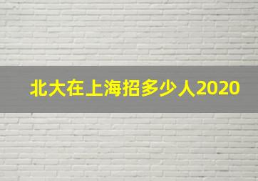 北大在上海招多少人2020