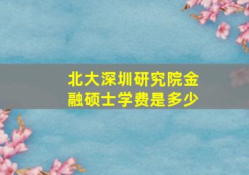 北大深圳研究院金融硕士学费是多少