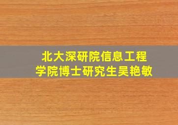 北大深研院信息工程学院博士研究生吴艳敏