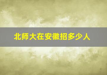 北师大在安徽招多少人