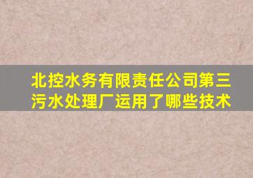 北控水务有限责任公司第三污水处理厂运用了哪些技术