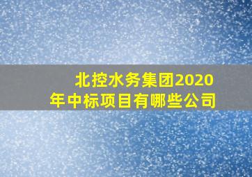 北控水务集团2020年中标项目有哪些公司