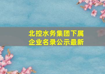 北控水务集团下属企业名录公示最新