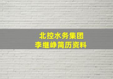 北控水务集团李继峥简历资料