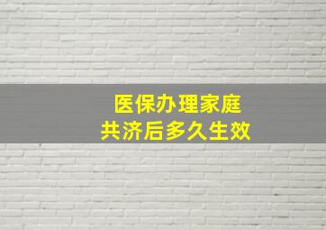 医保办理家庭共济后多久生效