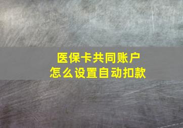 医保卡共同账户怎么设置自动扣款