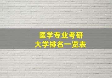 医学专业考研大学排名一览表