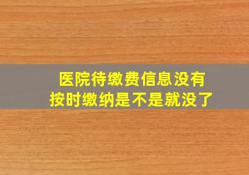 医院待缴费信息没有按时缴纳是不是就没了