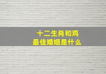 十二生肖和鸡最佳婚姻是什么