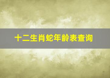 十二生肖蛇年龄表查询