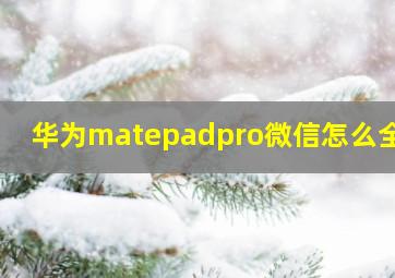 华为matepadpro微信怎么全屏