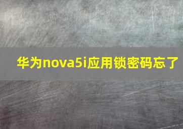 华为nova5i应用锁密码忘了