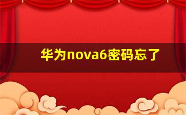 华为nova6密码忘了