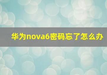 华为nova6密码忘了怎么办