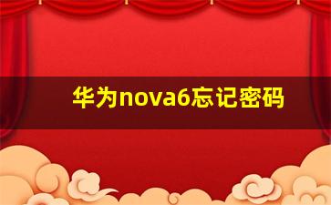 华为nova6忘记密码