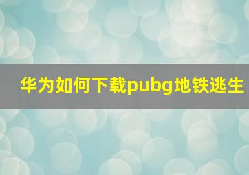 华为如何下载pubg地铁逃生