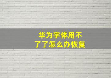 华为字体用不了了怎么办恢复