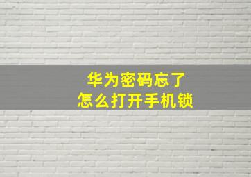 华为密码忘了怎么打开手机锁