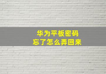 华为平板密码忘了怎么弄回来