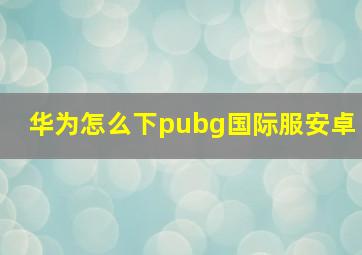 华为怎么下pubg国际服安卓