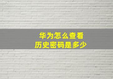 华为怎么查看历史密码是多少