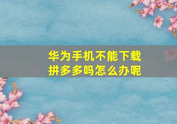 华为手机不能下载拼多多吗怎么办呢