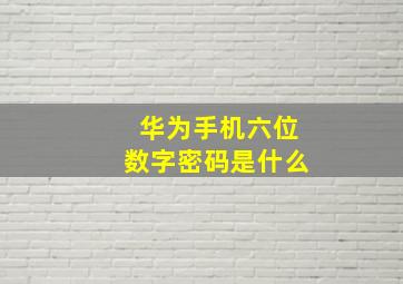 华为手机六位数字密码是什么