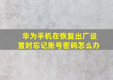 华为手机在恢复出厂设置时忘记账号密码怎么办