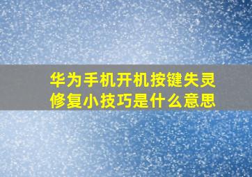 华为手机开机按键失灵修复小技巧是什么意思