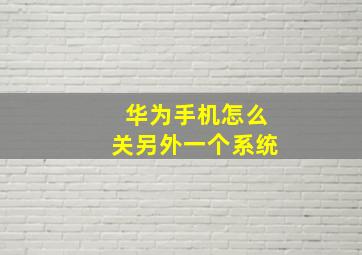 华为手机怎么关另外一个系统