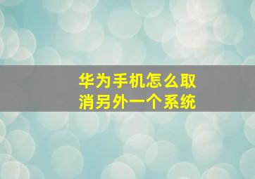 华为手机怎么取消另外一个系统