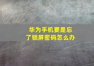 华为手机要是忘了锁屏密码怎么办