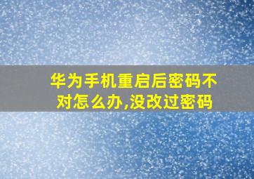 华为手机重启后密码不对怎么办,没改过密码