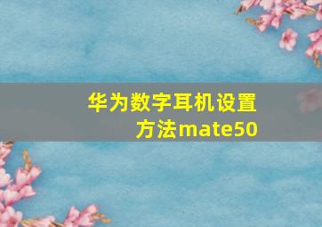 华为数字耳机设置方法mate50