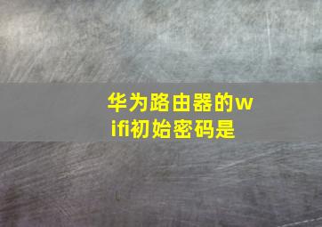 华为路由器的wifi初始密码是