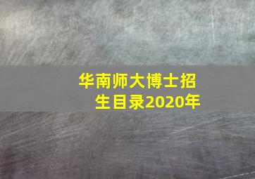 华南师大博士招生目录2020年