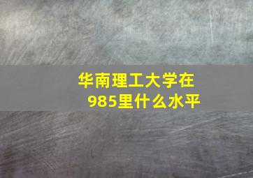 华南理工大学在985里什么水平