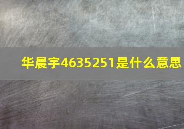 华晨宇4635251是什么意思