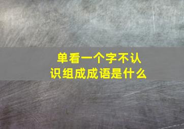 单看一个字不认识组成成语是什么