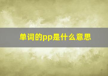 单词的pp是什么意思