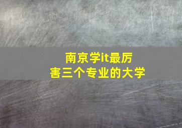 南京学it最厉害三个专业的大学