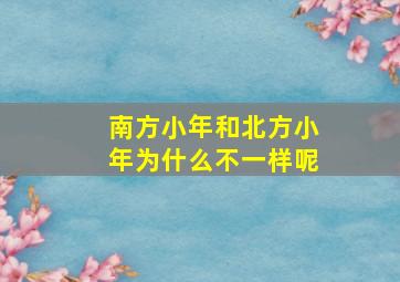 南方小年和北方小年为什么不一样呢