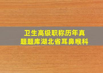 卫生高级职称历年真题题库湖北省耳鼻喉科