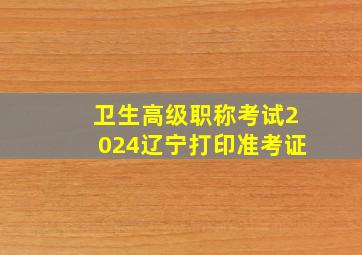 卫生高级职称考试2024辽宁打印准考证