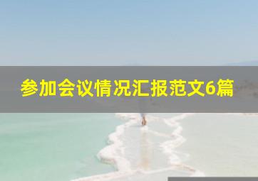 参加会议情况汇报范文6篇