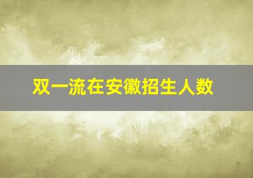 双一流在安徽招生人数