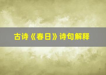 古诗《春日》诗句解释