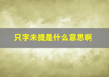 只字未提是什么意思啊