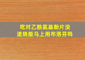 吃对乙酰氨基酚片没退烧能马上用布洛芬吗